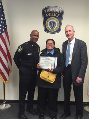 Northeast Security Supervisor Receives Certificate Of Appreciation From The MBTA Transit Police